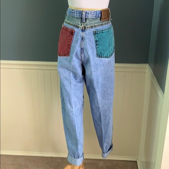 Zena Jeans Vintage 8s Zena Acid Wash Color Block Mom Jeans Poshmark